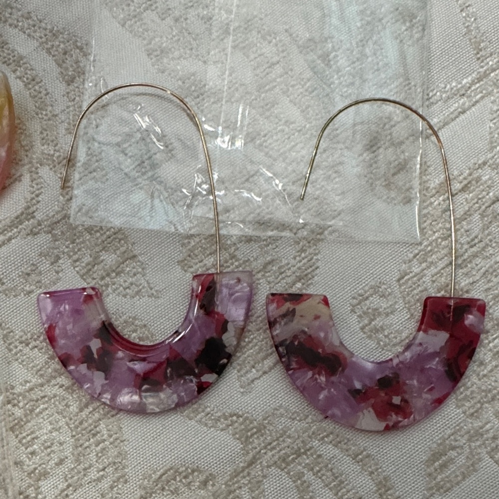 Colorful Resin Hoop Earrings Set - Picture 2 of 4